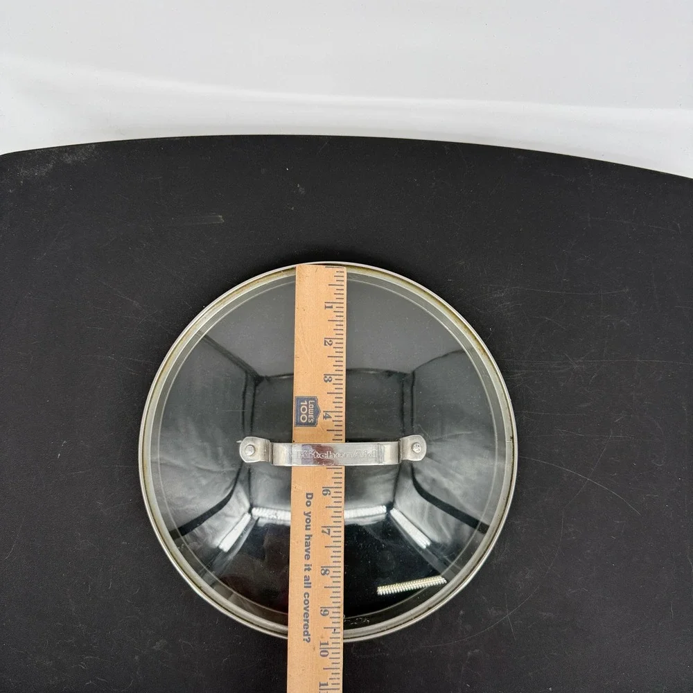 KitchenAid 9.5 Inch Tempered Glass Straining Lid with Stainless Steel Rim Handle